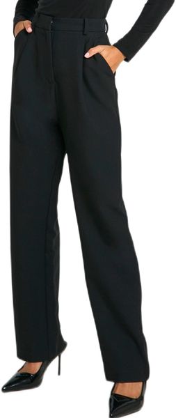 boohoo - Womens Petite Essential Straight Leg Tailored Trousers - Black
