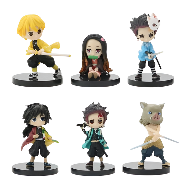 Anime Kimetsu no Yaiba Demon Slayer Chibi Figures Set - 6-Pack