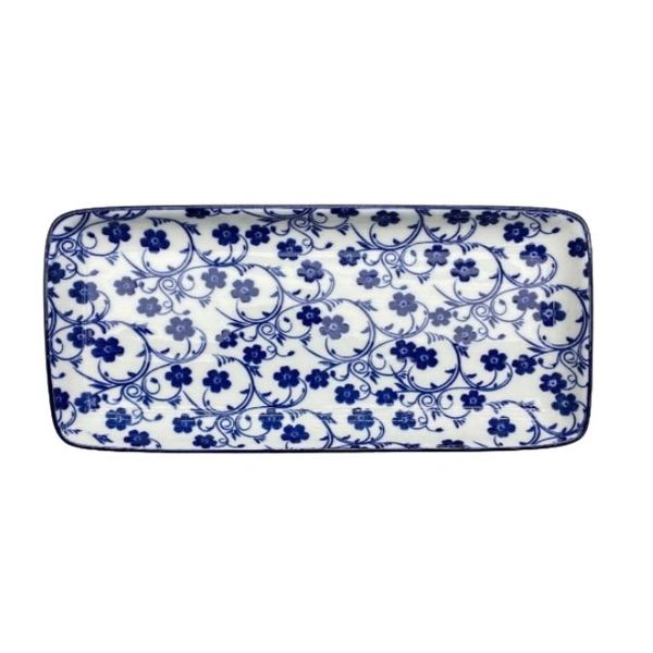 90CFP Blue &amp; White Floral Ceramic Plate