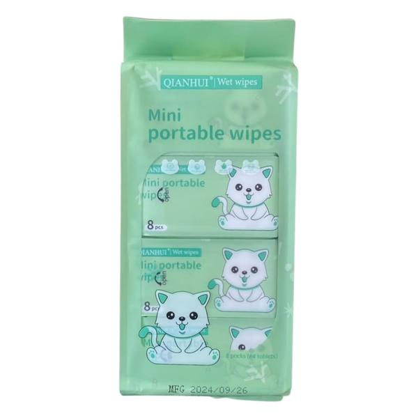 Mini Wet Wipes - Pack of 8 (Green)