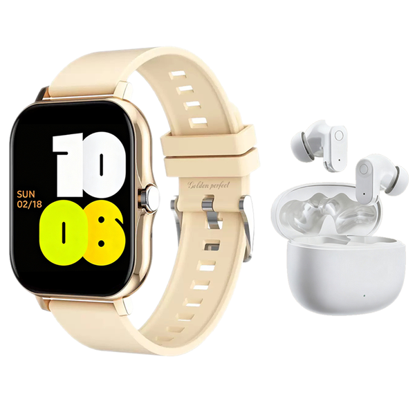 Golden Perfect Smartwatch &amp; Earbuds Set - Elegant Executive Edition