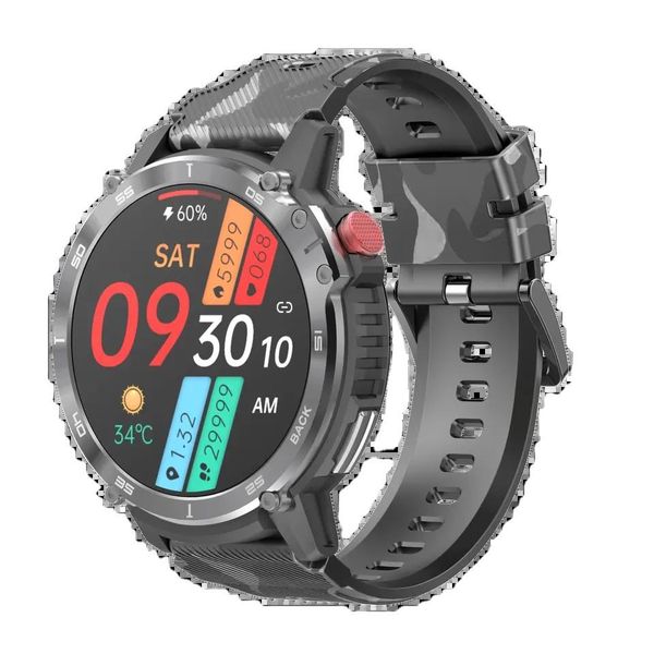 Rugged C22 Smartwatch Camo Strap Fitness Tracker 4GB Memory IP68 Waterproof