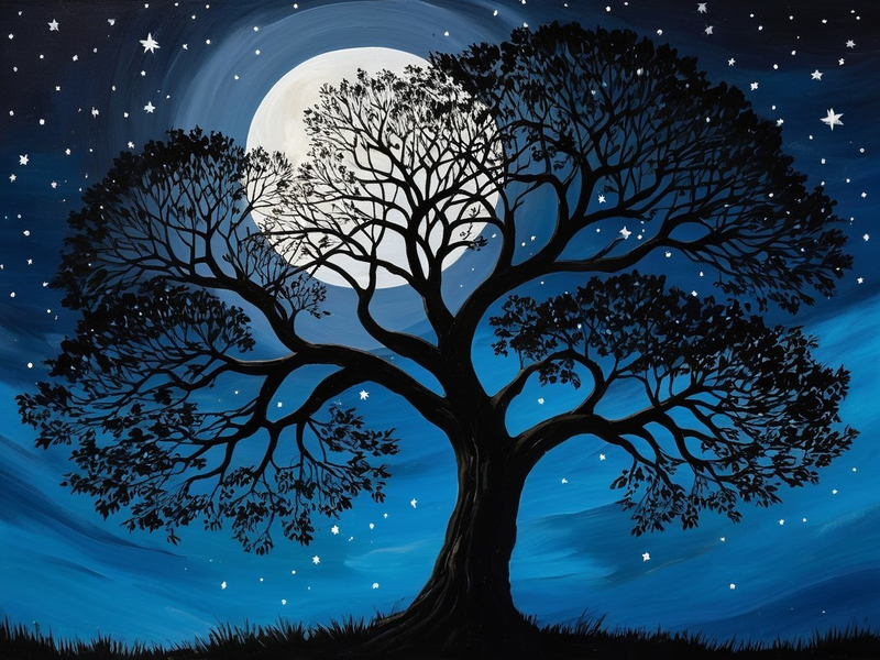 Canvas cm Home Decor Wall Art - Moon Tree