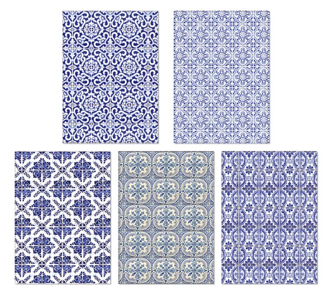 Greeting Cards: Blue &amp; White Tiles (5 Pack)
