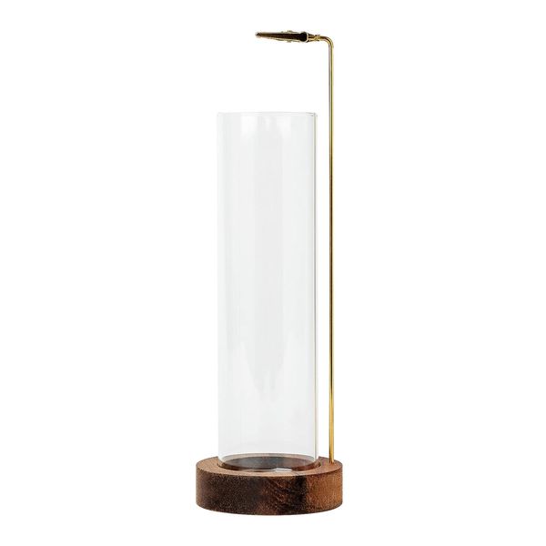 Incense Holder Incense Burner Removable Glass Ash Collector (Wood, Brown)