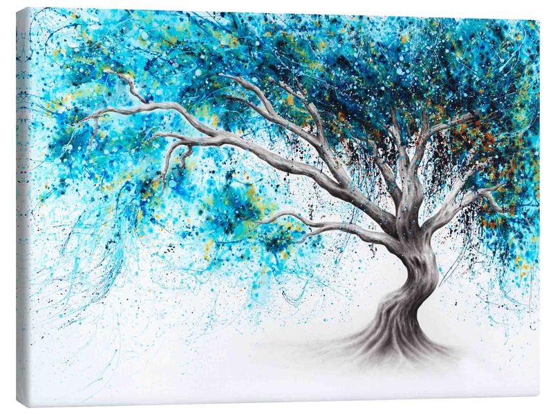 Canvas Art - Blue Crystal Dream Tree Large Abstract Canvas Print Wall Art