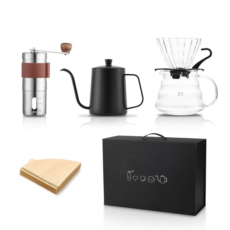 Pour Over Coffee Set Home Brewing Camping Office Gifting Set - 5 Piece