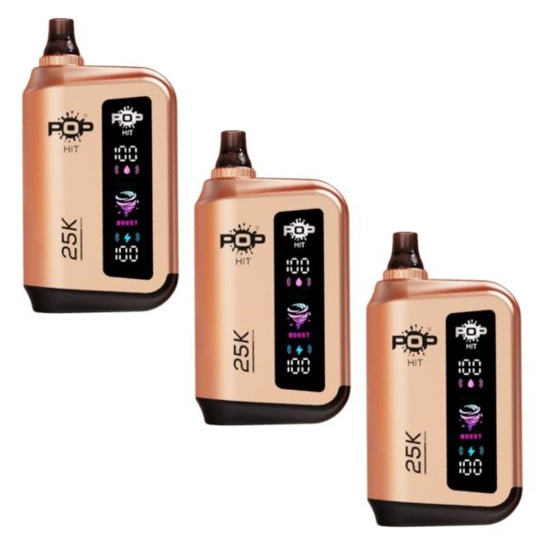 Pop Hit Rechargeable Vape Bar 25K Puffs 50mg - Juicy Peach - 3 Pack