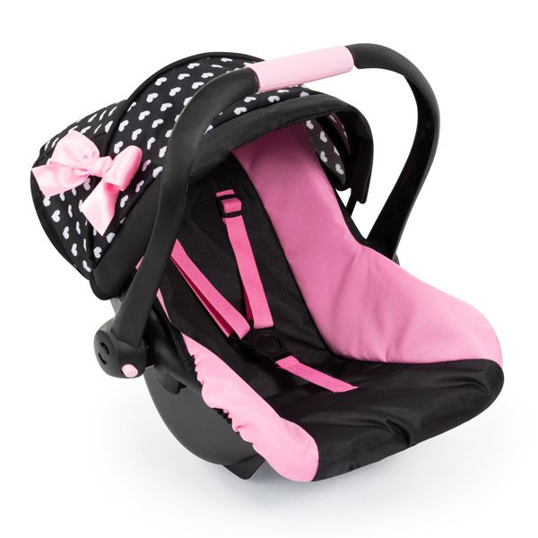 Bayer Deluxe Toy Car Seat With Cannopy (Black/Pink/Hearts)