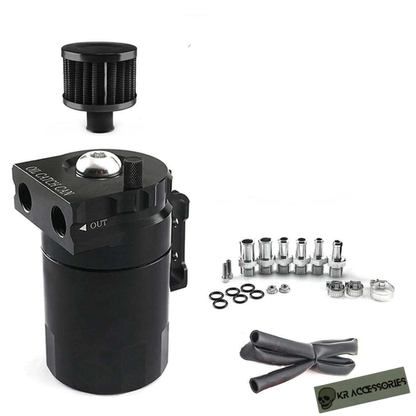 KR Automotive Oil Catch Can with Filter: Silver (300ml)