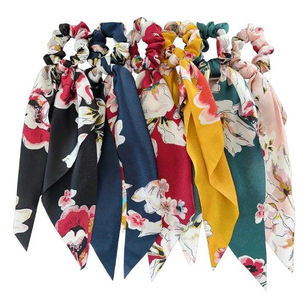 6-Pack Bohemian Printed Bow Scrunchies