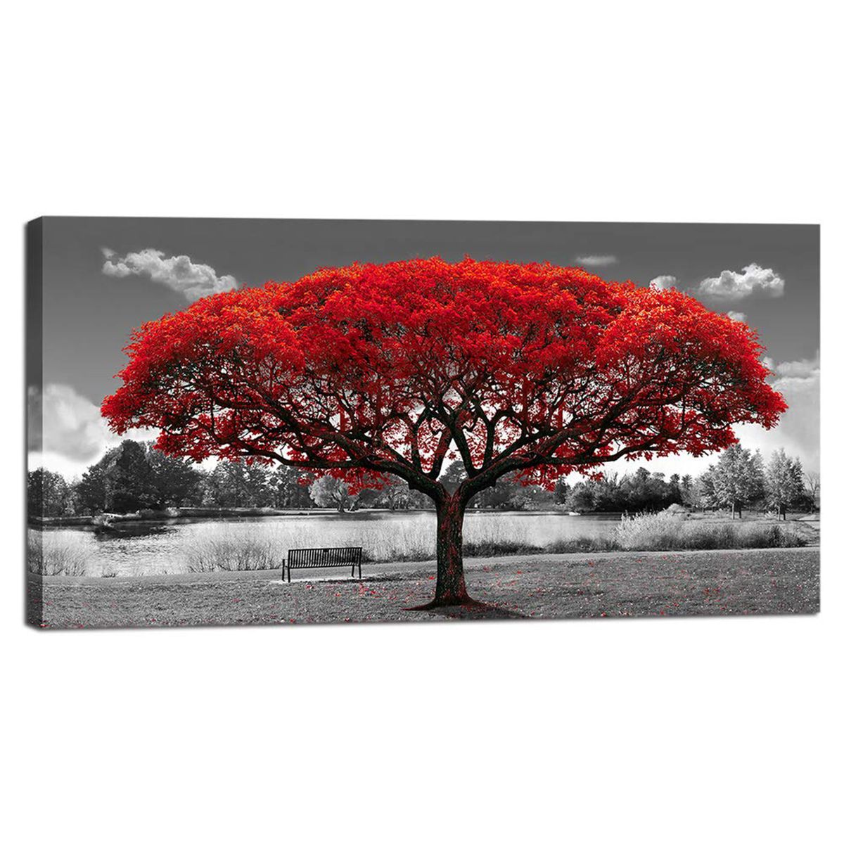 Red Tree Landscape Wall Art