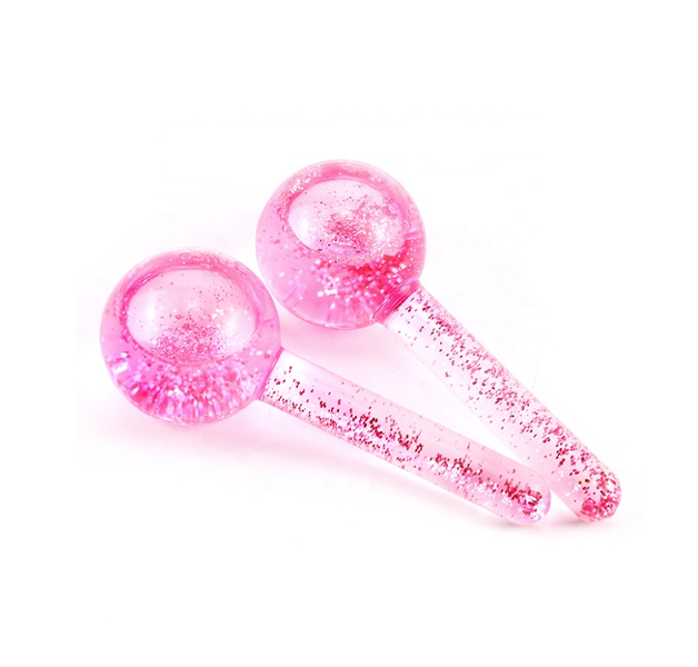 MnM - 2 x Ice Globes Facial Roller/Massager-Bling Crystal Ball Glitter Type