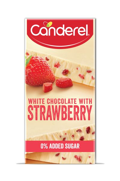 Canderel White Chocolate Slab - Strawberry - 75g