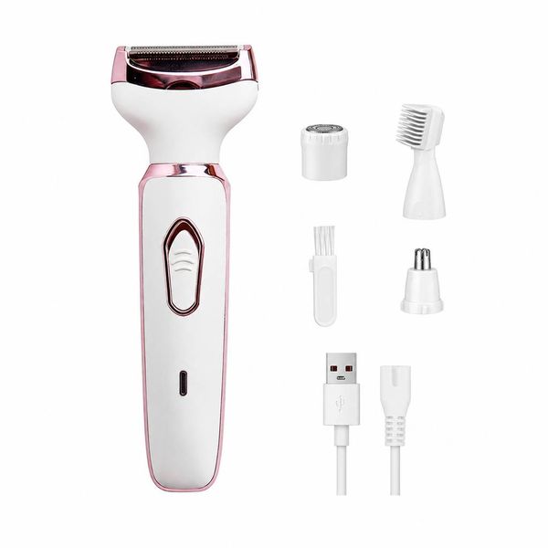 Professional 4-in-1 Womens Epilator USB Rose Gold 4 Heads Gift Set