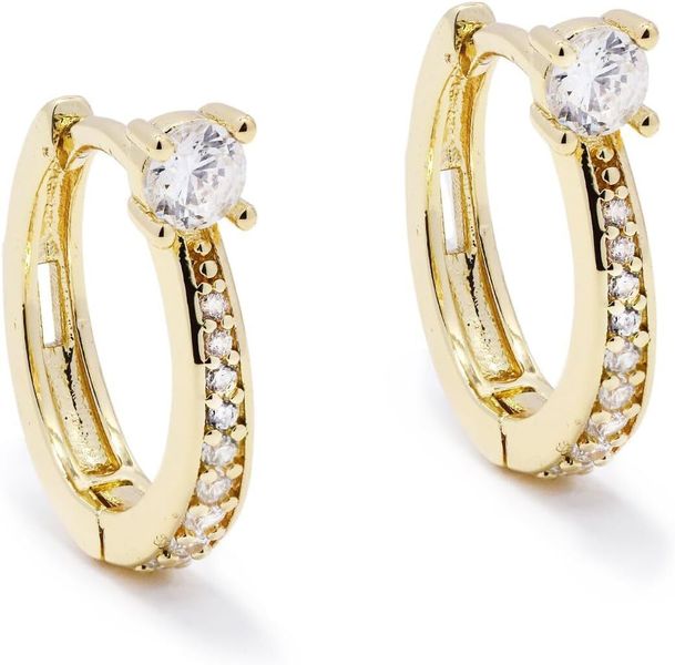 Solitaire Accent Cubic Zirconia Hoop Earrings