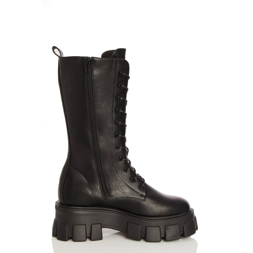 Quiz Ladies Black Faux Leather Calf Boots - Black | Shop Today. Get it ...