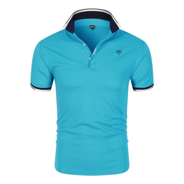 Golf Shirts For Men Polo Shirt Plain T Shirts For Men -APEY- Turquoise Blue