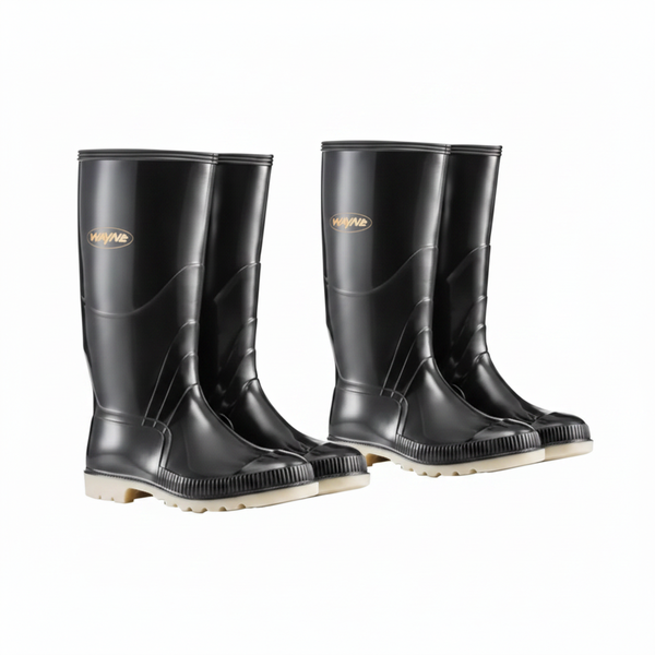 Gumboots Men's Knee-High Rubber Boots, Black/Ivory, Size 7 - 2 Pack