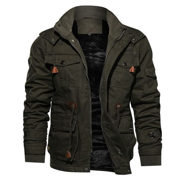 Men's Military Jacket - Green Polyester Fleece Jacket