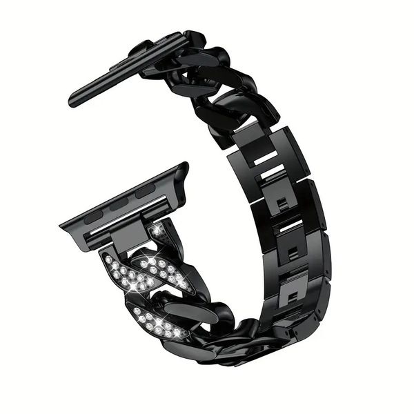 Sparkly Stainless Steel Apple Watch Strap - Glossy Black