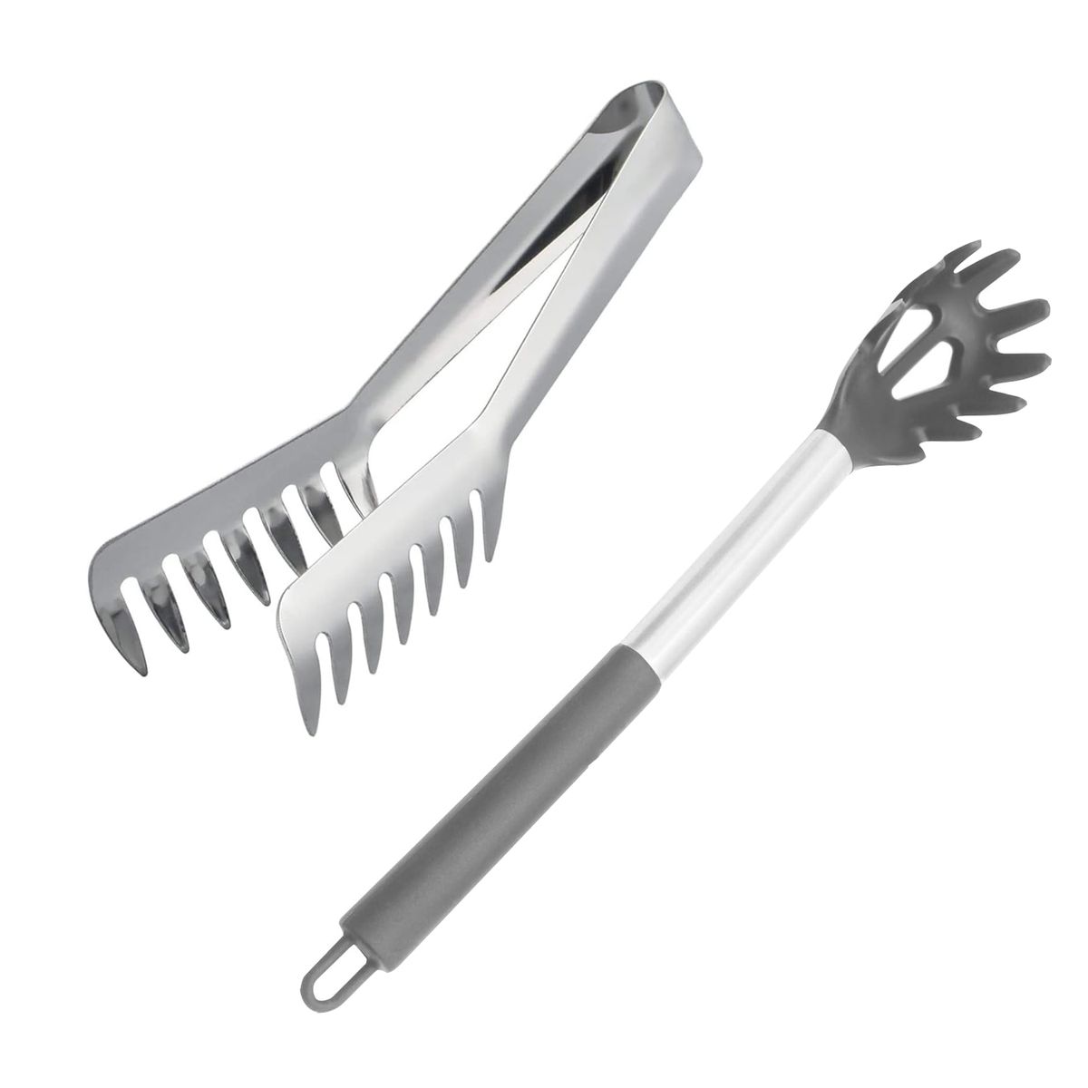 2 Piece Pasta Fork (Silicone) & Tong (Stainless Steel) Spaghetti