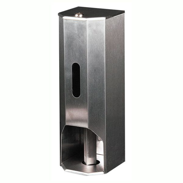 Toilet Roll Holder - 3 Tier Lockable &amp; Refillable - Square - Stainless Steel