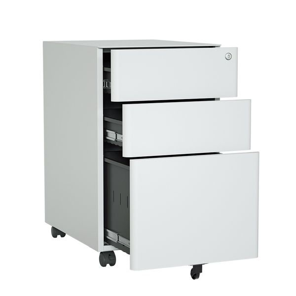Steel Office Mobile Pedestal Filing Cabinet-3 Drawer Pedestal-Arc Handle