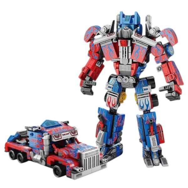 438 Pieces 2-In-1 Mecha Transforming Building Block Set - Red/Blue