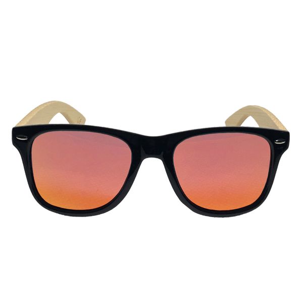 Maple Dunes - 100% Bamboo Arms w' Black Frame &amp; Bright Red Polarized Lens