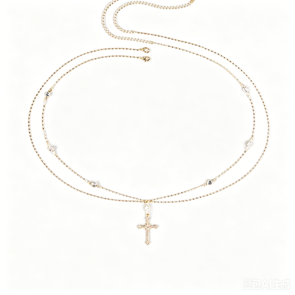 Layered Waist Chains Cross Rhinestone Dangle Charms Chain Belts