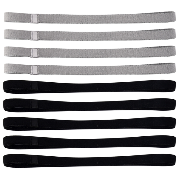 Elastic Sport Hair Headbands, for Women and Men(Black, Grey) - 9 Pieces