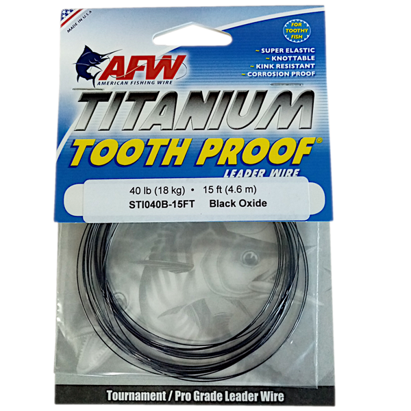 American Fishing Wire Titanium Tooth Proof Black Leader Wire 18Kg/40Lb