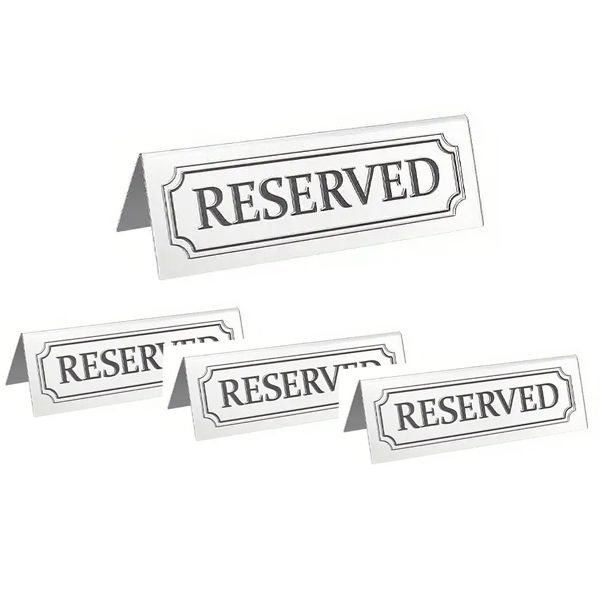 Silver Reserved Table Signs - Pack of 4