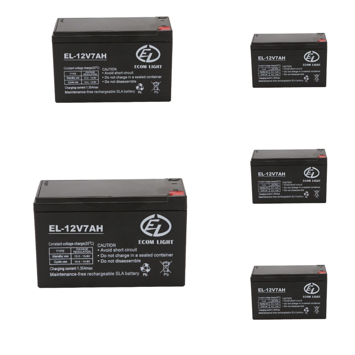Ecomlight 12V 7AH Solar Battery-5 Pack