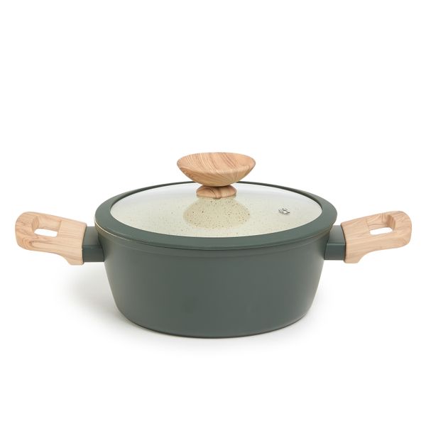George &amp; Mason Non Stick Casserole with Lid Olive - 24cm (3.0L)