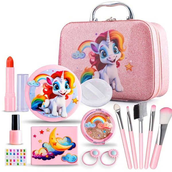15pcs Pink Unicorn Cosmetics Toy Set