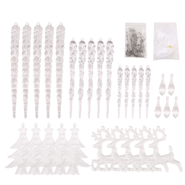 Christmas Tree Clear Acrylic Icicle Ornaments Crystal For Xmas B
