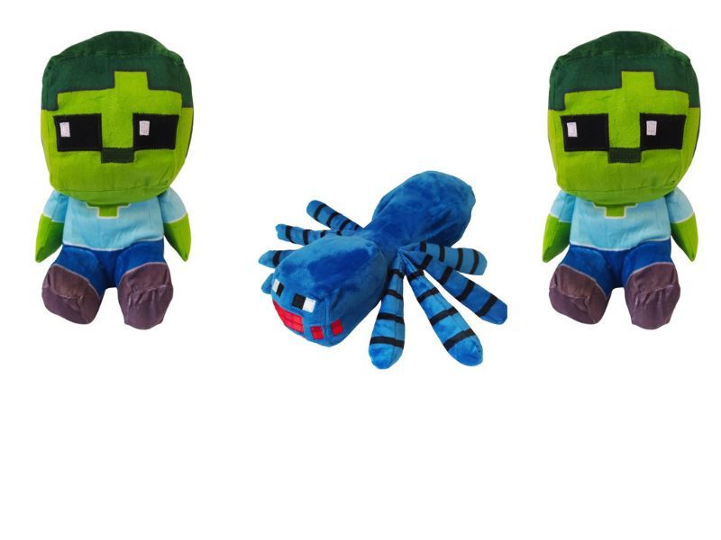 Minecraft Characters &amp; Spider - Soft Plush Toy Combo