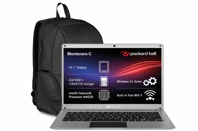 Packard Bell Montenero-C 4GB+128GB 14.1" Laptop + Backpack Bundle