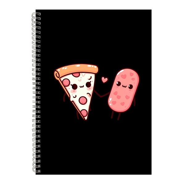 Pizza A4 Notebook Spiral Lined Matching Couples Graphic Notepad Present 092