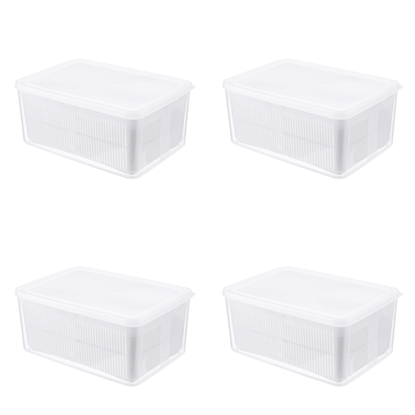 Set Of 4 Multi-Purpose 2 in 1 Drain Basket &amp; Food Storage Container Box