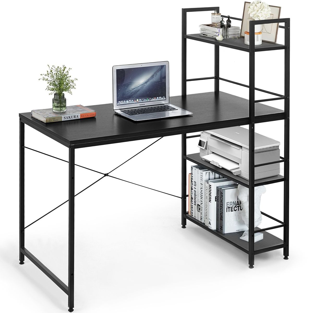 Work Desk Office Computer Table Book Shelf Storage Rack Desk