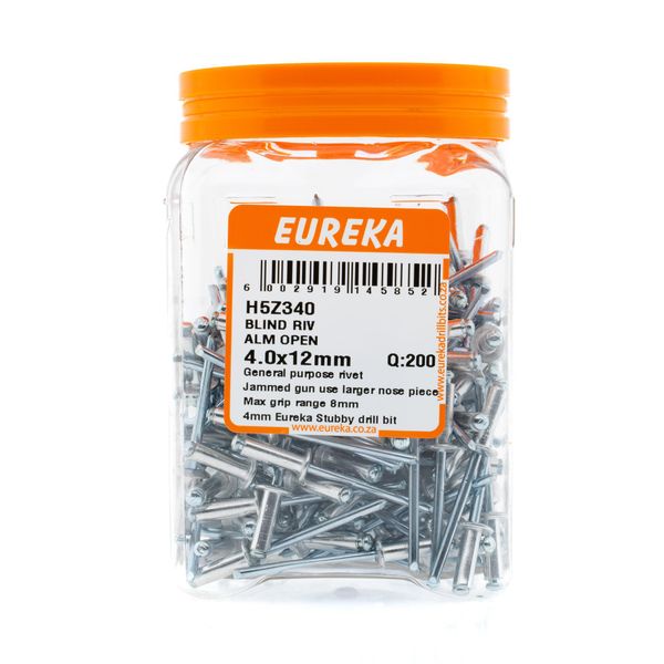 EUREKA Blind Rivet Aluminium Open 4 x 12mm Q:200 H5Z340