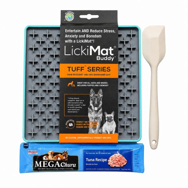 LickiMat Tuff Buddy Dog Slow Feeder Enrichment Kit with Treat and Spatula