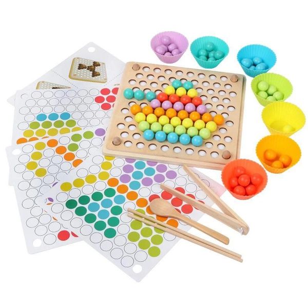 Educational Beads Holder Montessori Matching Colour Sorting Marble Puzzle
