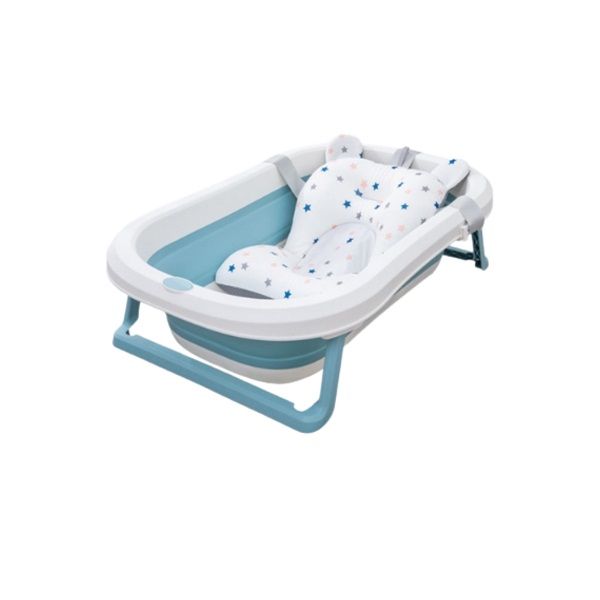 Belecoo Baby - Silicone Folding Bath Tub With Stars Cushion-Blue