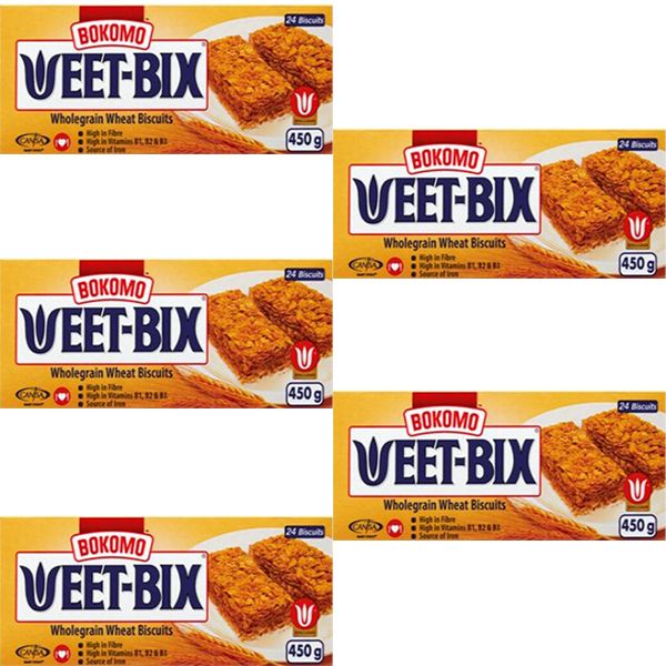 Bokomo Weet-Bix Wholegrain Wheat Biscuits - 5 x 450g