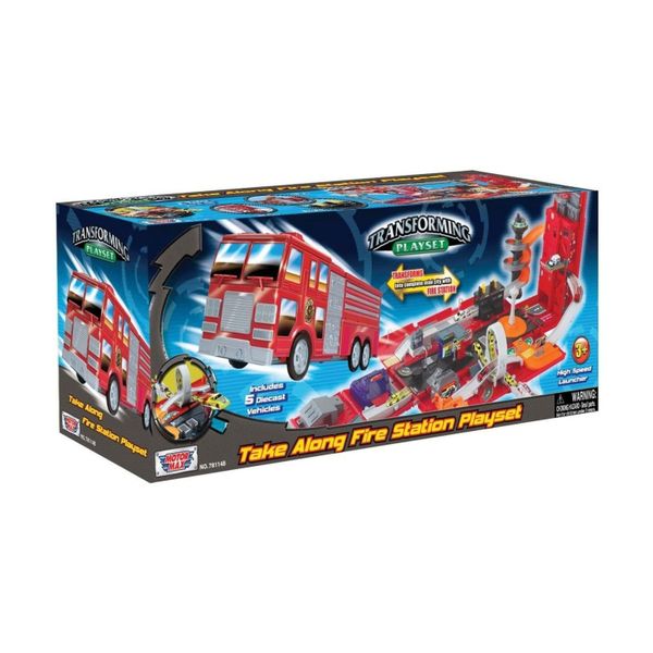 Motormax 19-Inch Take Along Fire Station Play Set