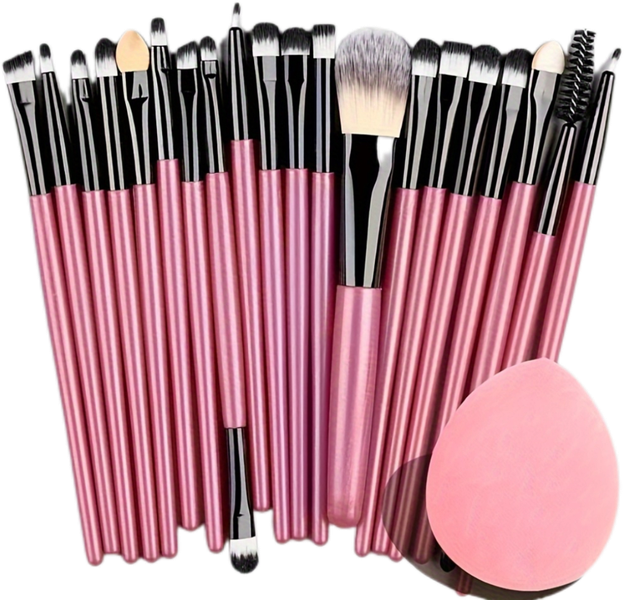 21-Piece Pro Makeup Brush Set - Pink &amp; Black